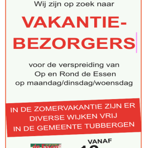 Vacature vakantiebezorgers Op en Rond de Essen