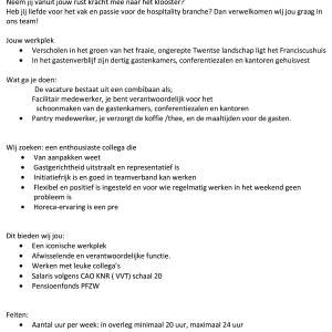 Vacature Zusters van Denekamp